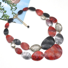 2021 stylish winter autumn collection colorful acrylic and stainless chain necklace